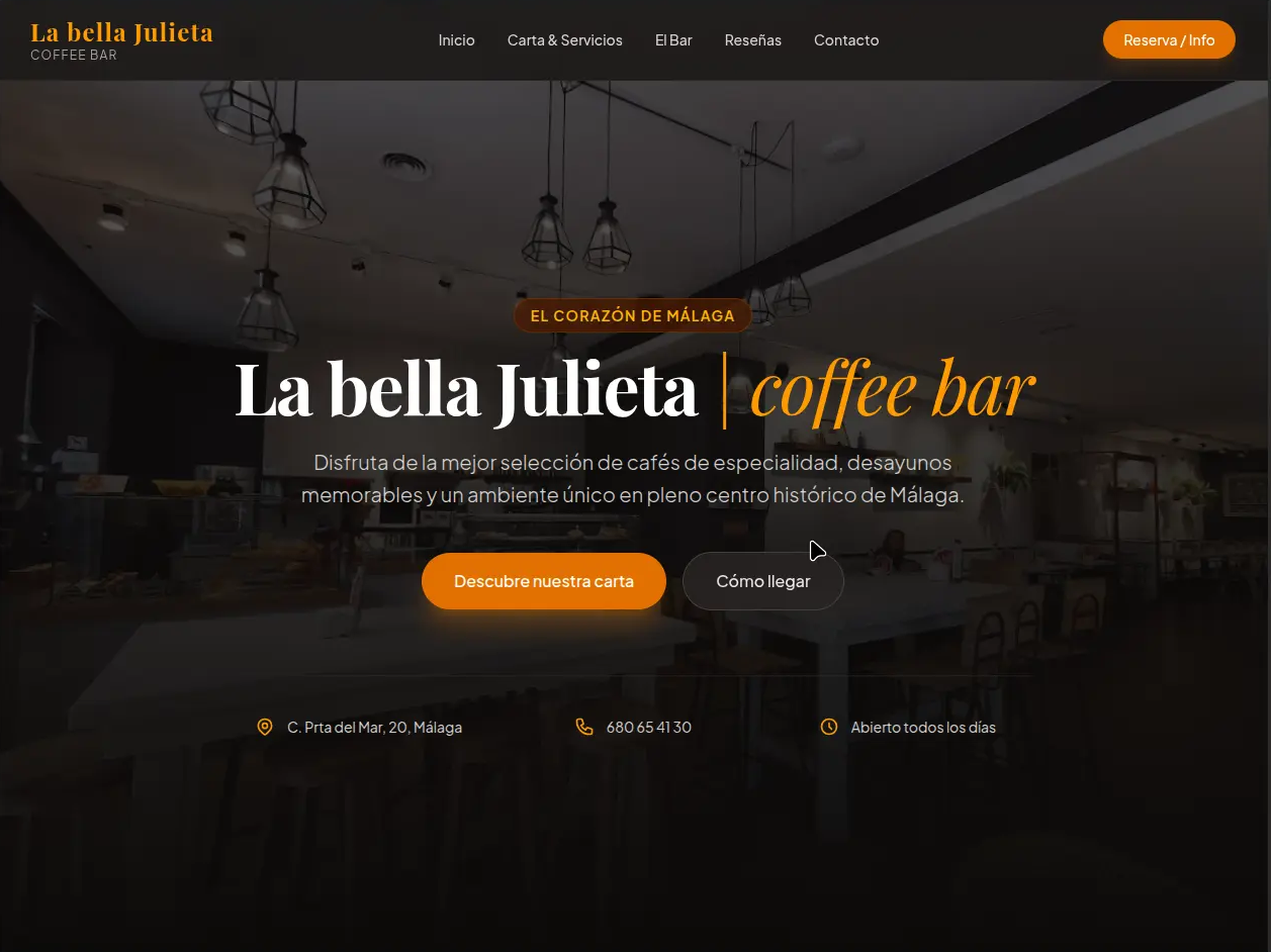 Mockup web generado por IA para La bella Julieta | coffee bar
